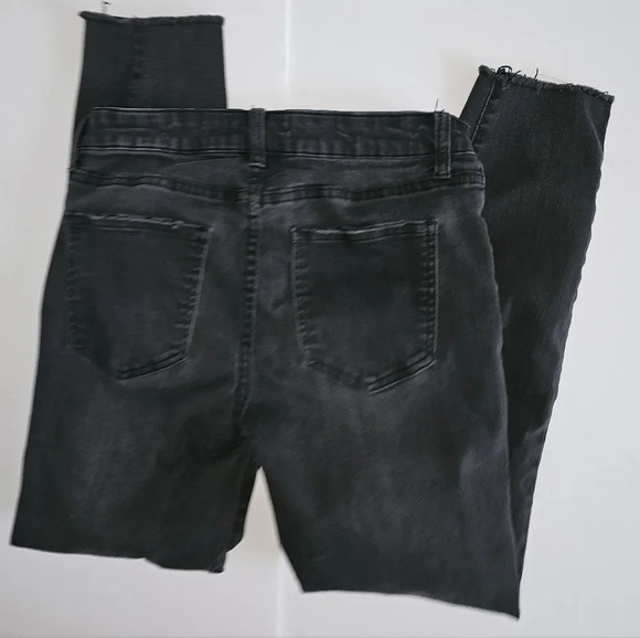 Pistola Aces High Black Distressed Hi-Rise Straight Leg Jeans Stretch Raw Hem - Picture 3 of 8